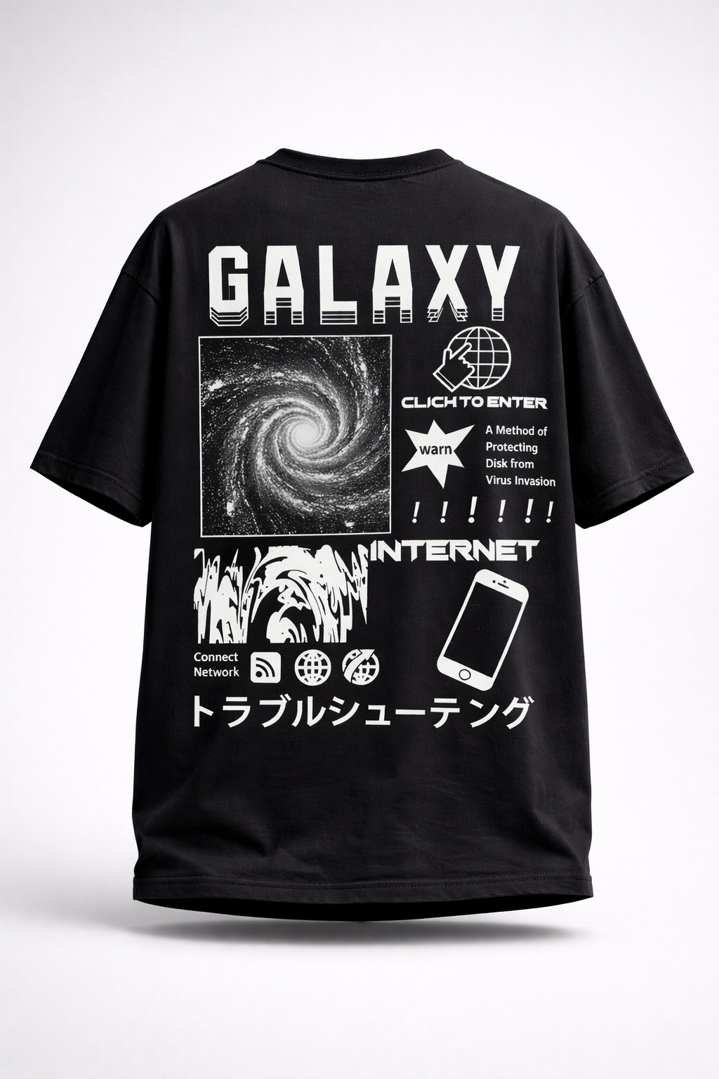 Galaxy Internet Oversized Black T-Shirt – Urban Streetwear Back Graphic