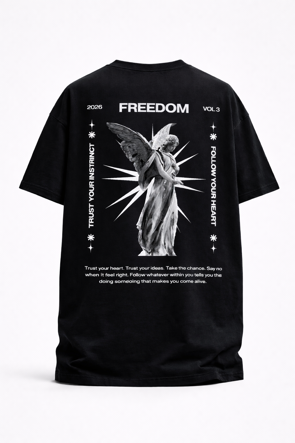 Freedom Vol.3 Angel Oversized Black T-Shirt – Back Graphic Streetwear