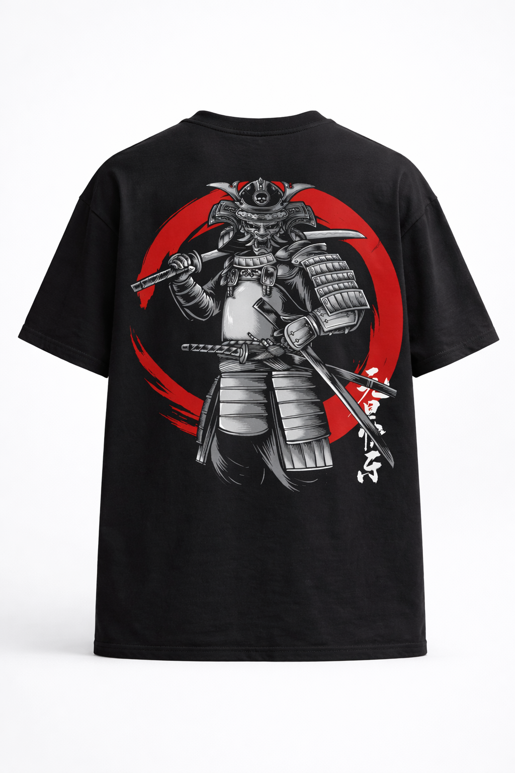 Samurai Red Circle Oversized Black T-Shirt – Premium Streetwear Back Print