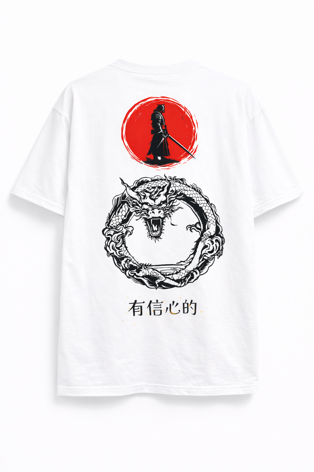 Samurai Dragon Oversized Black Streetwear T-Shirt – Premium Back Print