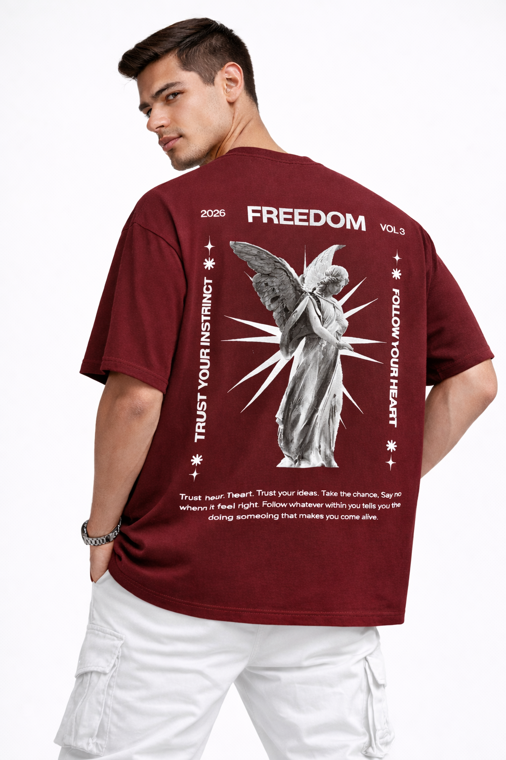 Freedom Vol.3 Angel Oversized Black T-Shirt – Back Graphic Streetwear