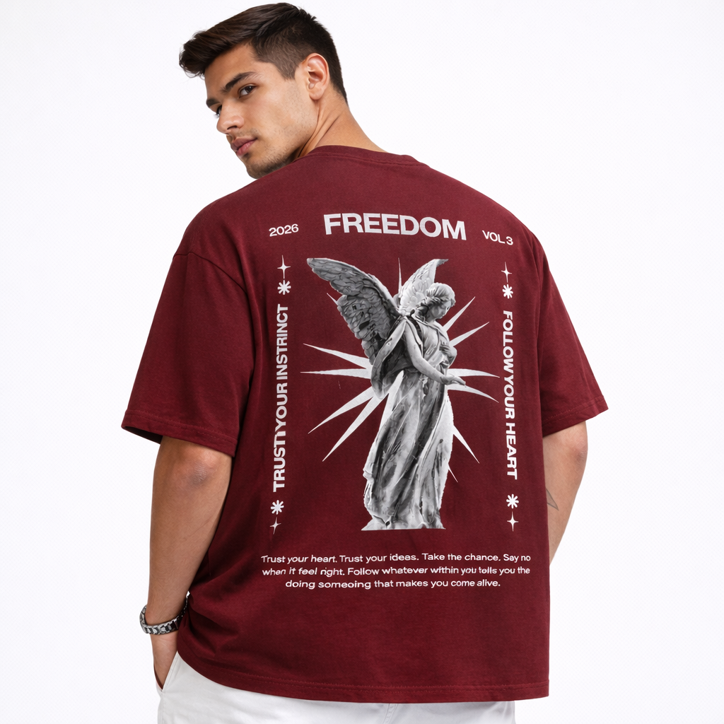 Freedom Vol.3 Angel Oversized Black T-Shirt – Back Graphic Streetwear